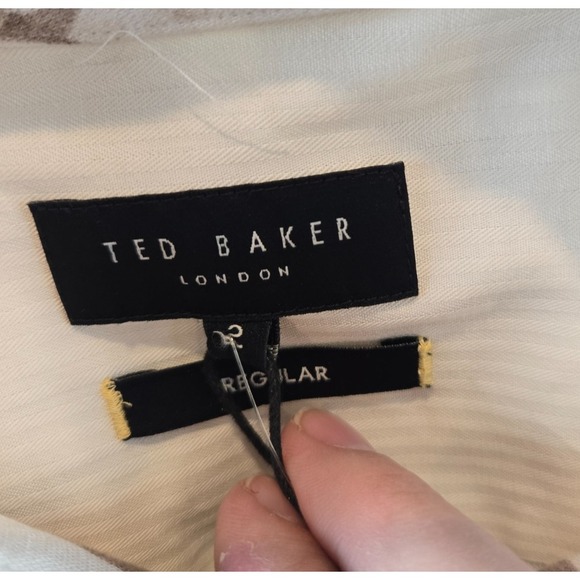 NWT Ted Baker Belmar Shirt Mens 2 Small Ivory Short Sleeve Linen Blend Floral - Picture 7 of 15